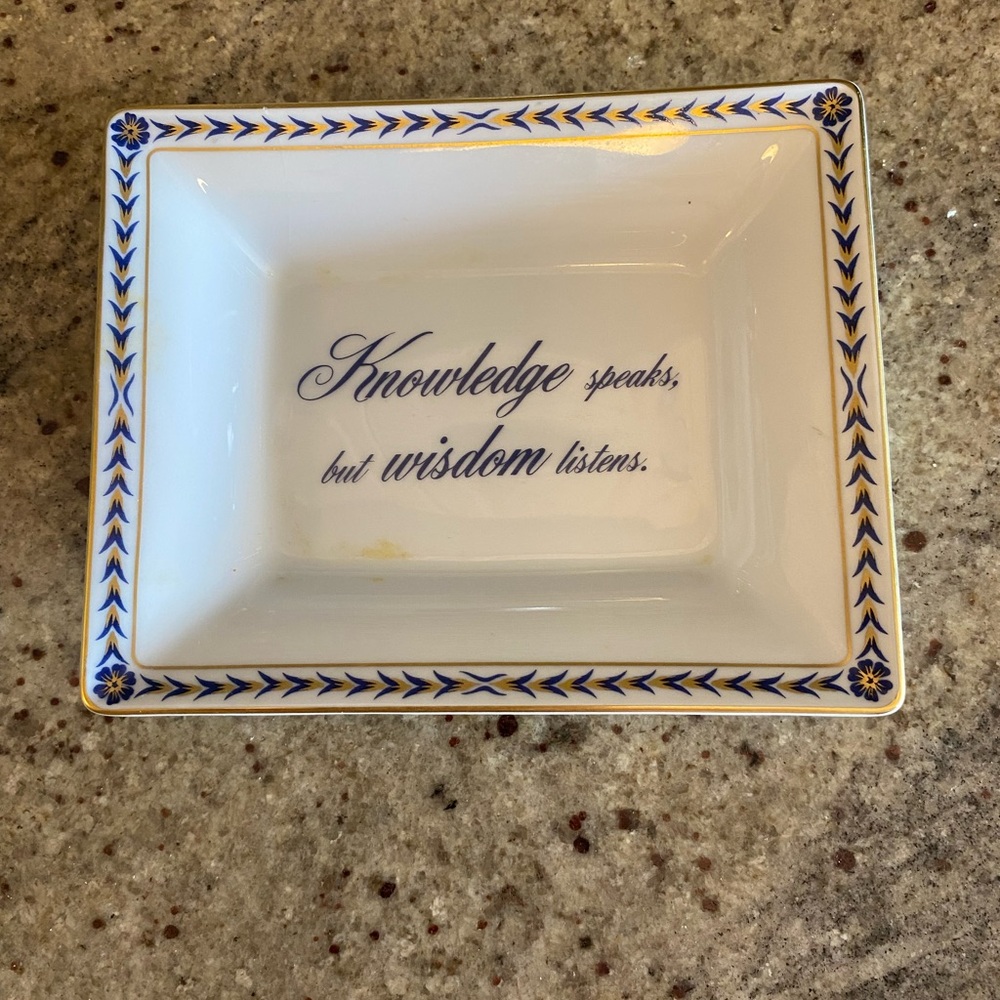 Elegant Ceramic Tray with Blue Accents